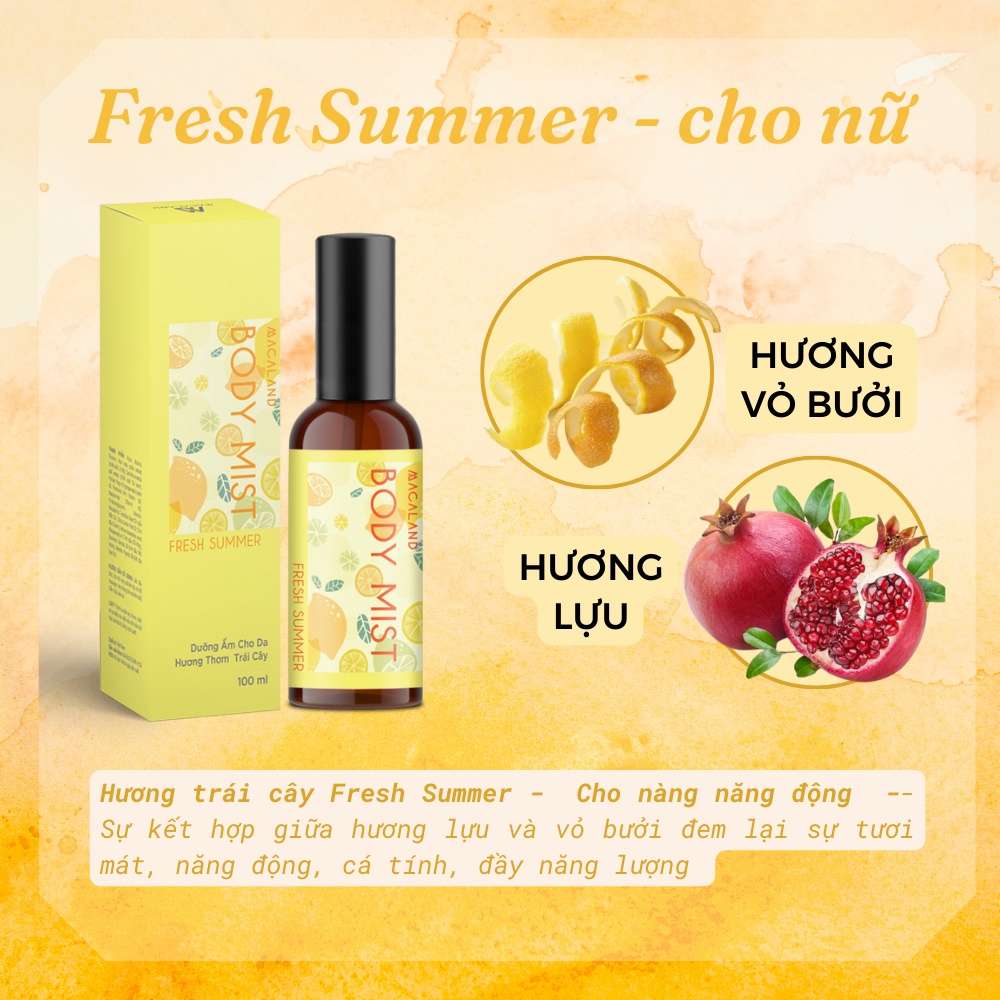 Body mist xịt thơm toàn thân Macaland 20ml/100ml hương nước hoa Pháp | BigBuy360 - bigbuy360.vn