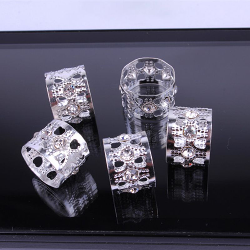 Set 5 Kẹp Kim Loại Màu Vàng / Bạc Làm Đẹp Tóc Dreadlock Có Thể Điều Chỉnh