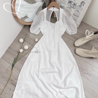 Váy Midi Cổ Vuông ( ảnh thật trải )