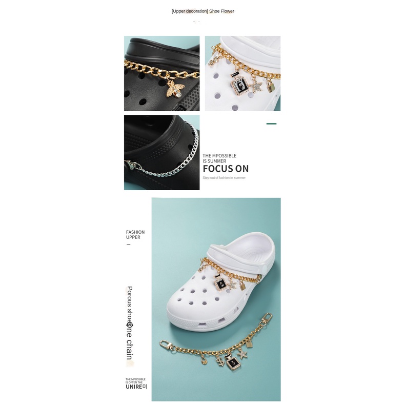 1 pcs Phụ Kiện Chuỗi Dây Xích Kim Loại Đính Đá Hình Cá Sấu DIY Trang Trí Giày/Giày Thể Thao Có Thể Tháo Rời Tái Sử Dụng