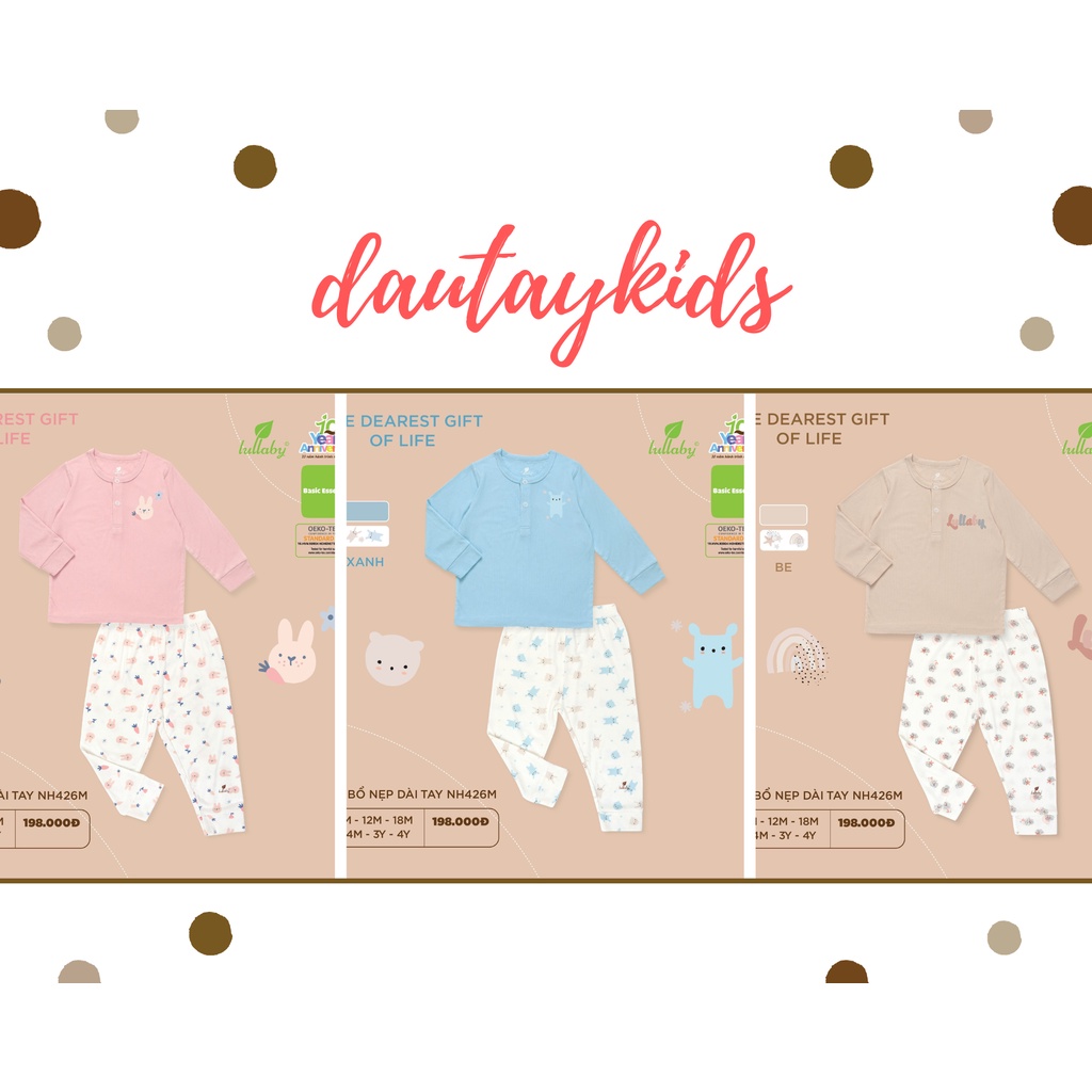 Lullaby bst T9 - 2022 bộ dài tay thu đông bé trai bé gái chất bamboo siêu mềm mại màu sắc dễ thương
