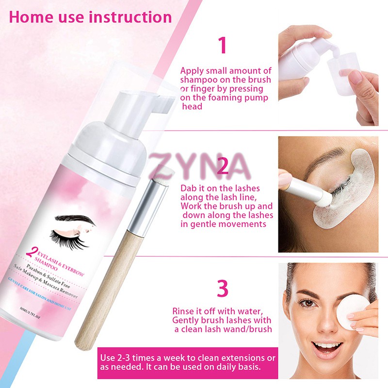 Ready Stock 2in1 Eyelash Mousse Cleaning Foam Eyelash Extensions Cleaner No Stimulating Shampoo