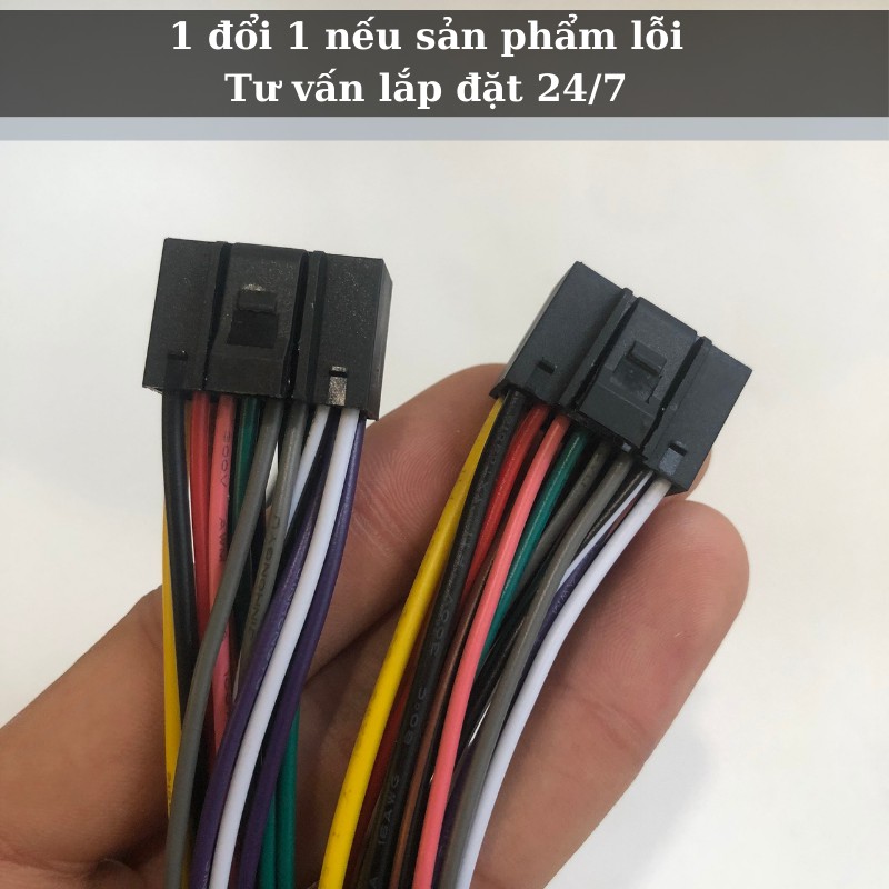 Dây nguồn 16 pin cho màn hình Android, dây dẫn 100% lõi đồng, có ký hiệu trên từng dây. Nội thất ô tô Donmic.