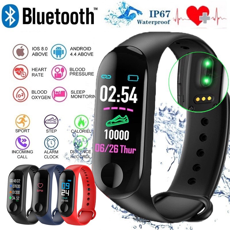 Đồng hồ thông minh Bluetooth M4 Chống thấm nhịp tim Huyết áp với Vòng đeo tay thể dục theo dõi thể dục -