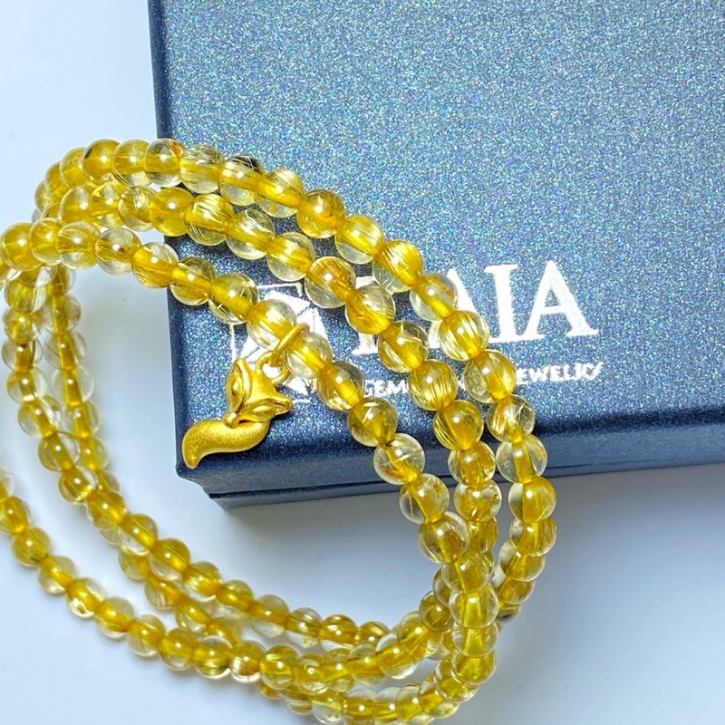 Vòng tay phong thủy tóc vàng mix tỳ hưu 24k - KAIA