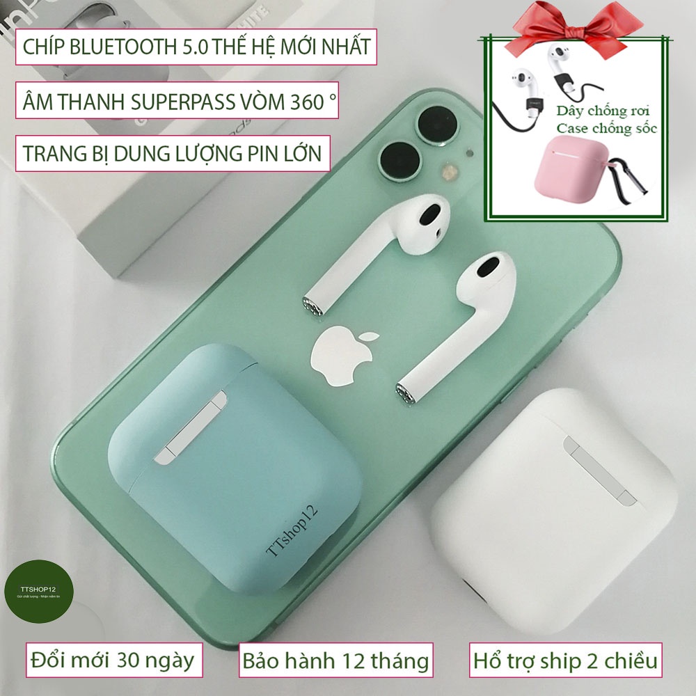 Tai nghe bluetooth InPods 12 chính hãng âm Superbass chống nước IPX4 cảm biến vân tay 1 chạm nghe nhạc siêu hay