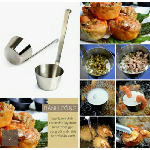 Bộ 4 Khuôn Làm Bánh Cóng Inox 304 Không Gỉ Cán Dài 15CM