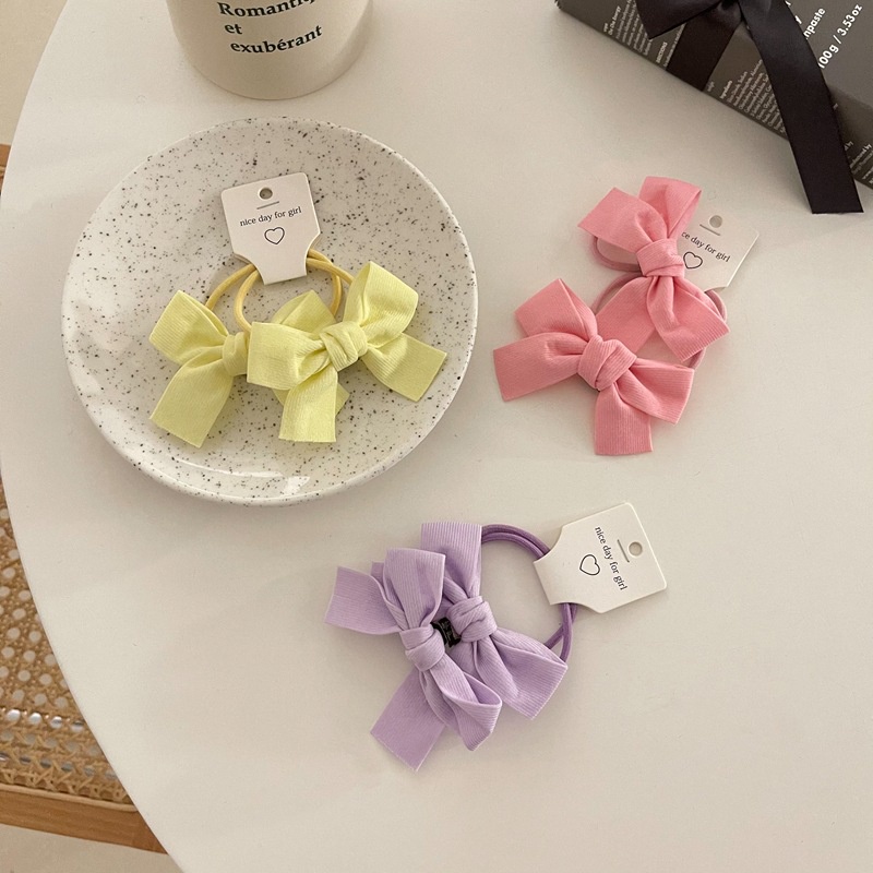 Bộ 2 Dây Cột Tóc Đính Nơ Màu Sắc Ngọt Ngào Phong Cách Hàn Quốc Sành Điệu Cho Nữ