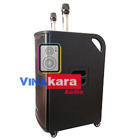 Loa kéo Arirang MK2, 3 tấc gỗ, 2 micro UHF, pin xài ngoài trời, chính hãng