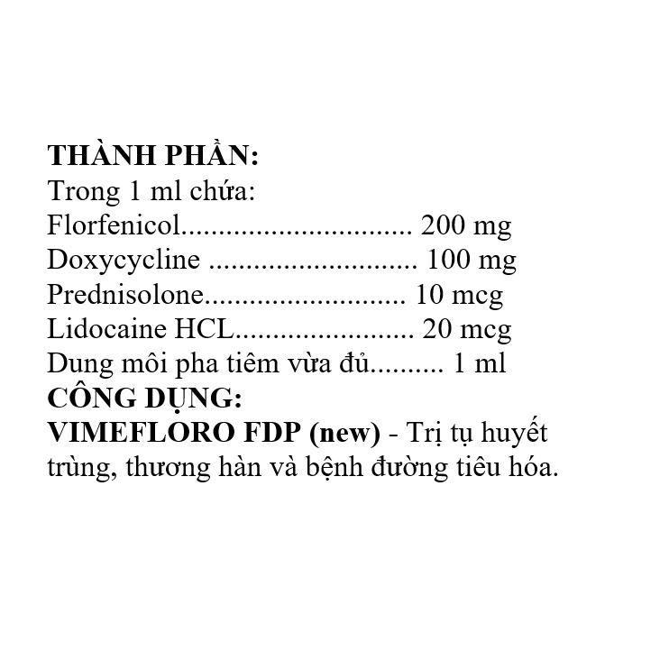 Vemedim Vimefloro FDP viêm phổi, tiêu chảy chai 100ml