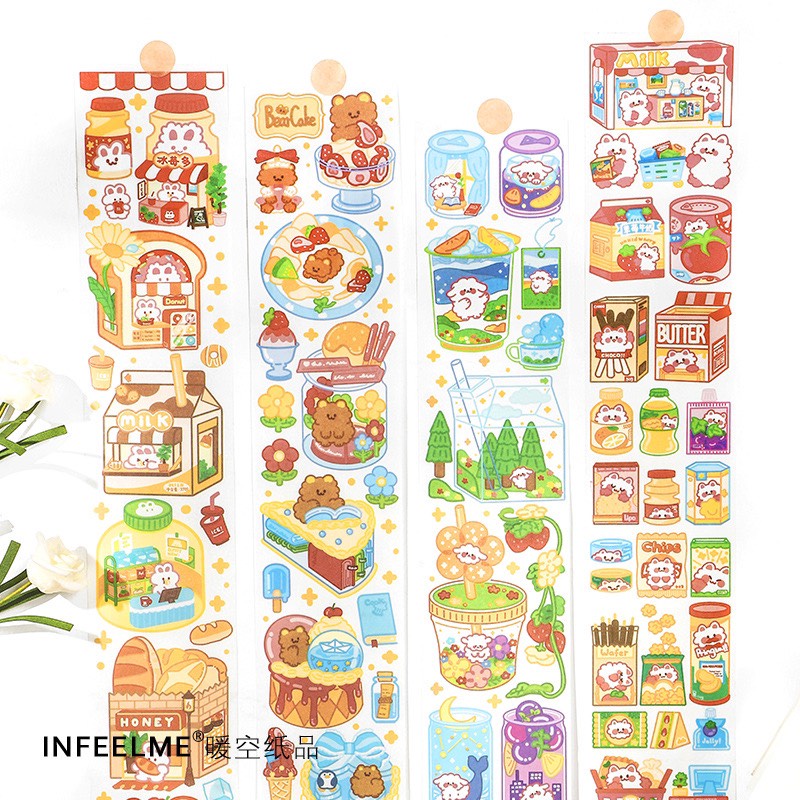 Sticker 2 Tấm Infeel.me Dạng Băng keo Washi Dòng My Little Country Cắt Dán Dễ Thương