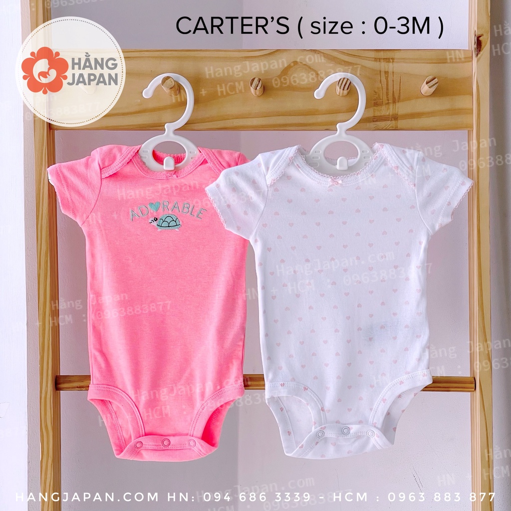 Set 2 Bodysuit Carter hàng VNXK cộc tay bé gái size 0-3-6-9-12M mẫu ngẫu nhiên