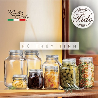 [ĐỦ SIZE - ITALIA] Hũ thủy tinh nắp cài kín hơi Fido 5l _ 130ml  (Bormioli Rocco)