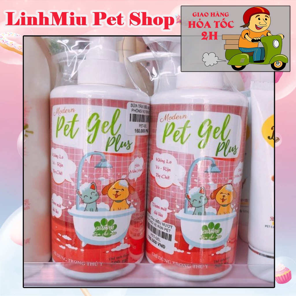 DẦU TẮM cho chó mèo PET GEL PLUS - Trị ve, rận, bọ chét