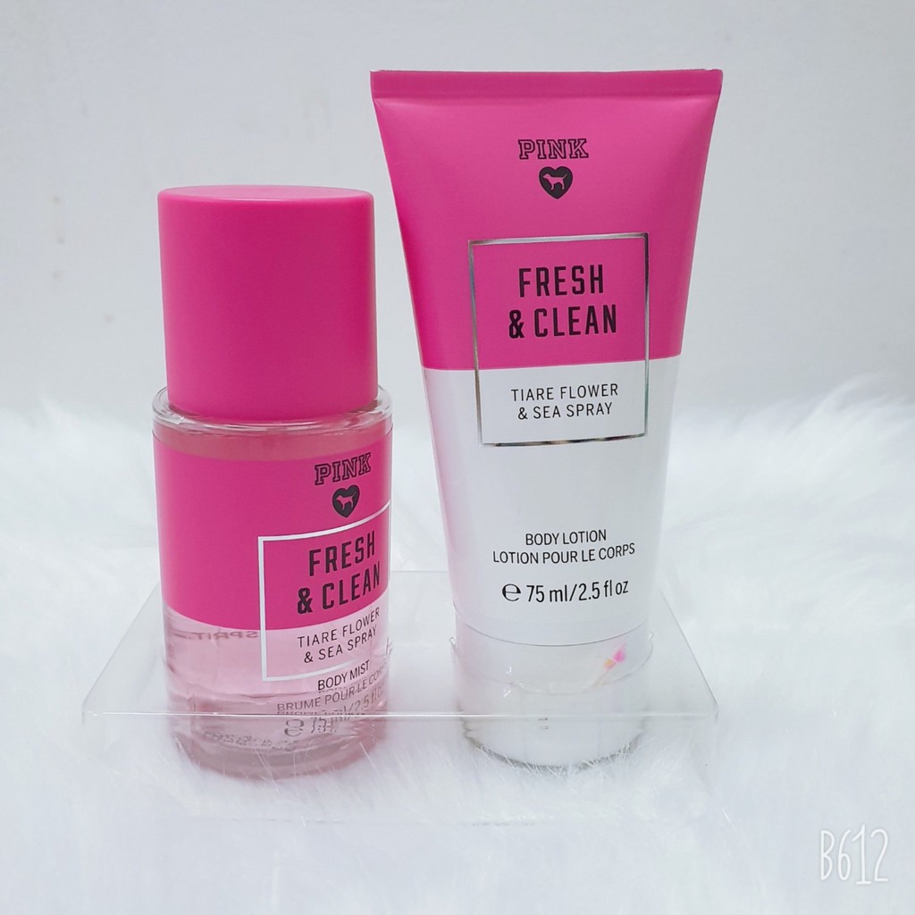 Combo Xịt thơm và lotion dưỡng da Victoria's Secret Fresh Clean
