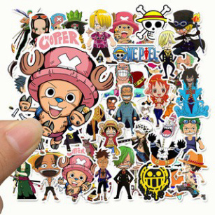 Bộ 50 Sticker (nhãn dán) ONE PIECE VUA HẢI TẶC - dán nón bảo hiểm, ghi-ta, tủ lạnh, máy tính