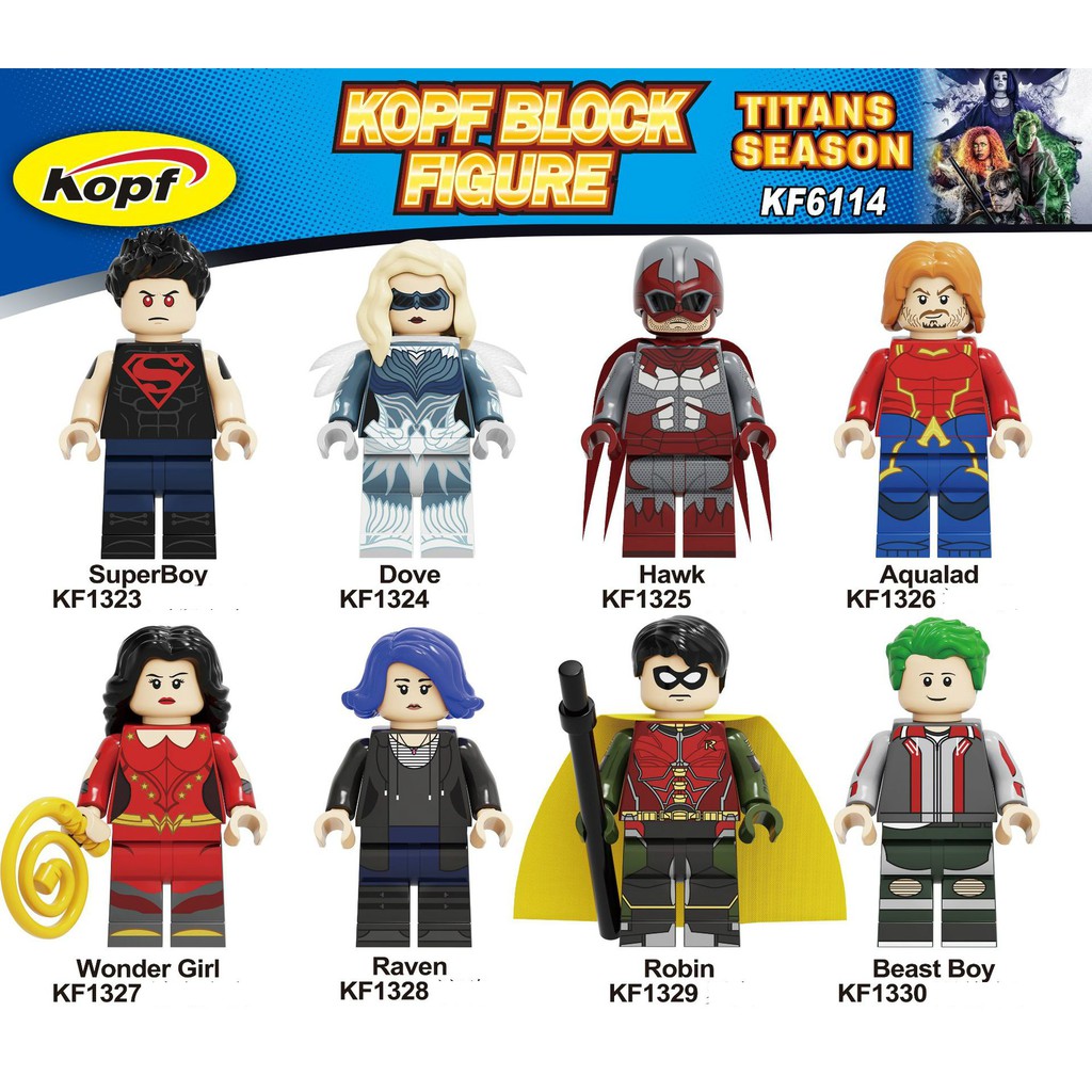 Minifigures Marvel DC Các Mẫu Nhân Vật Super Boy Robin Dove Hawk Raven Mẫu Mới Ra KF6114