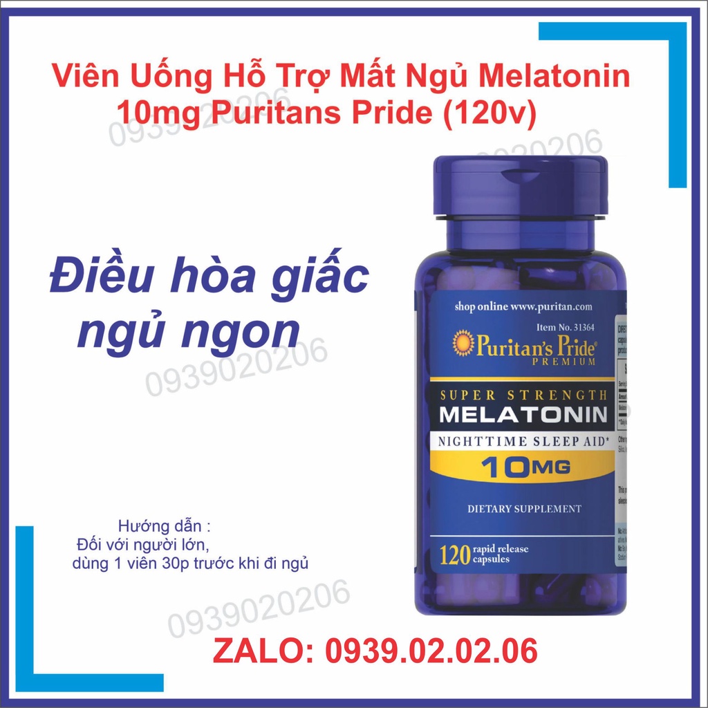 Viên uống giúp ngủ ngon Puritan’s Pride Super Strength Melatonin 10mg 120 viên date 1/2023