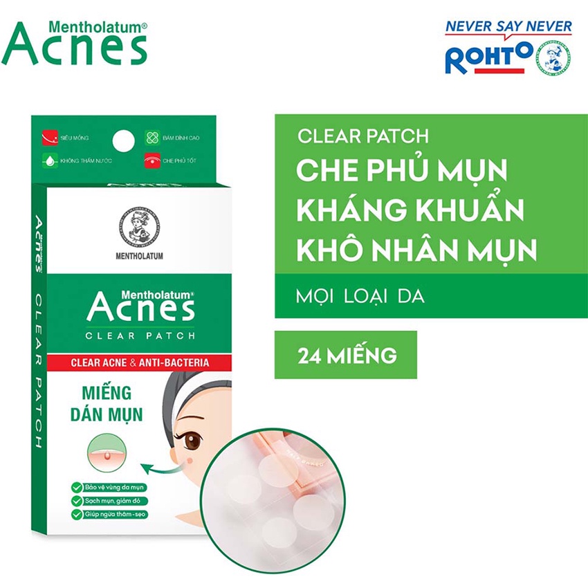 Miếng Dán Mụn Acnes Kháng Khuẩn 24 Miếng Clear Patch, Giúp Giảm Mụn Sưng