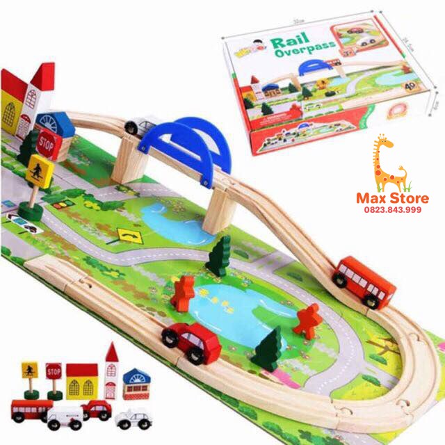 Đồ chơi gỗ  FREESHIP  Bộ Lắp Ghép Mô Hình Giao Thông Thành Phố Bằng Gỗ - 40 Chi Tiết