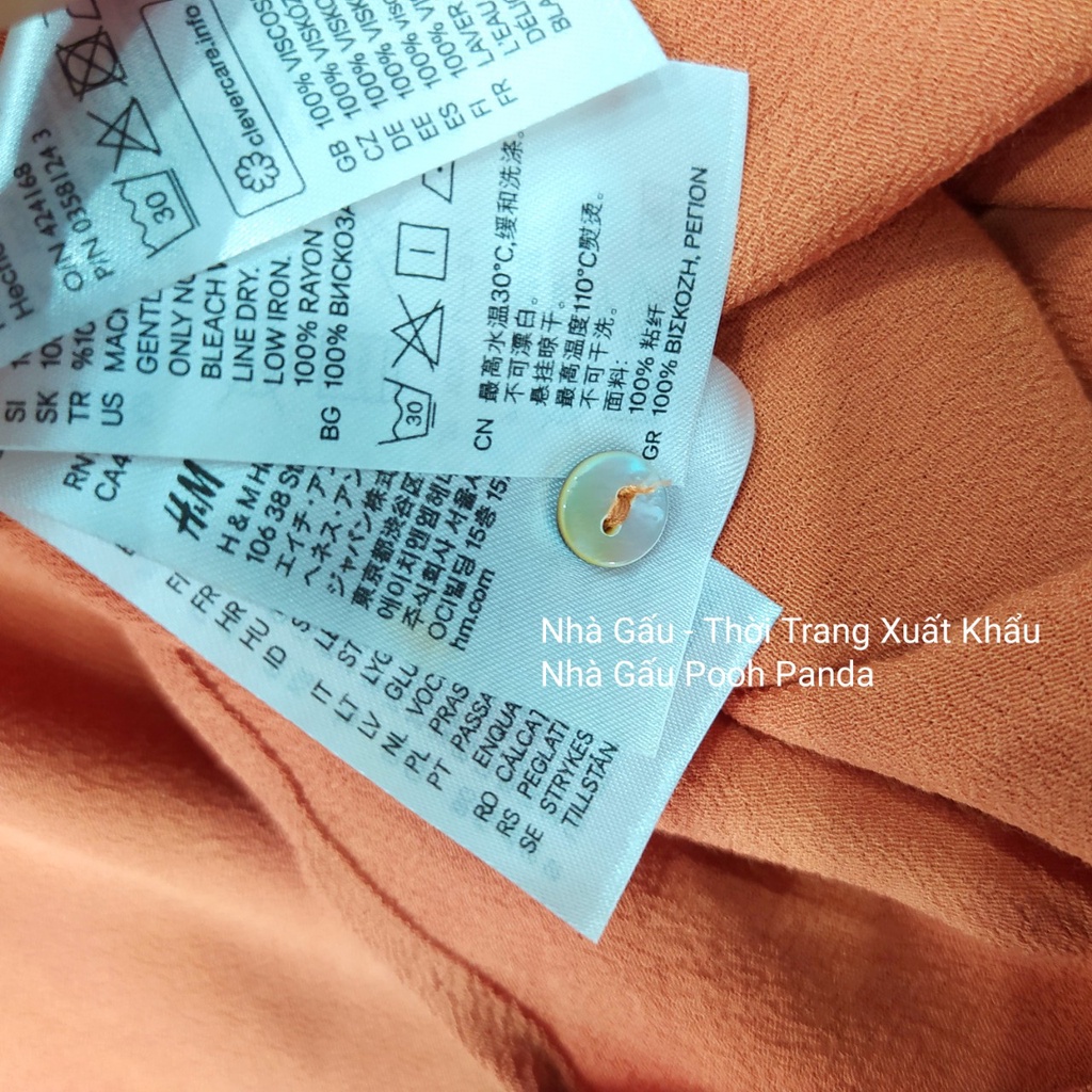 Áo tay ngắn H&M nữ màu nâu tây hàng xuất dư đẹp