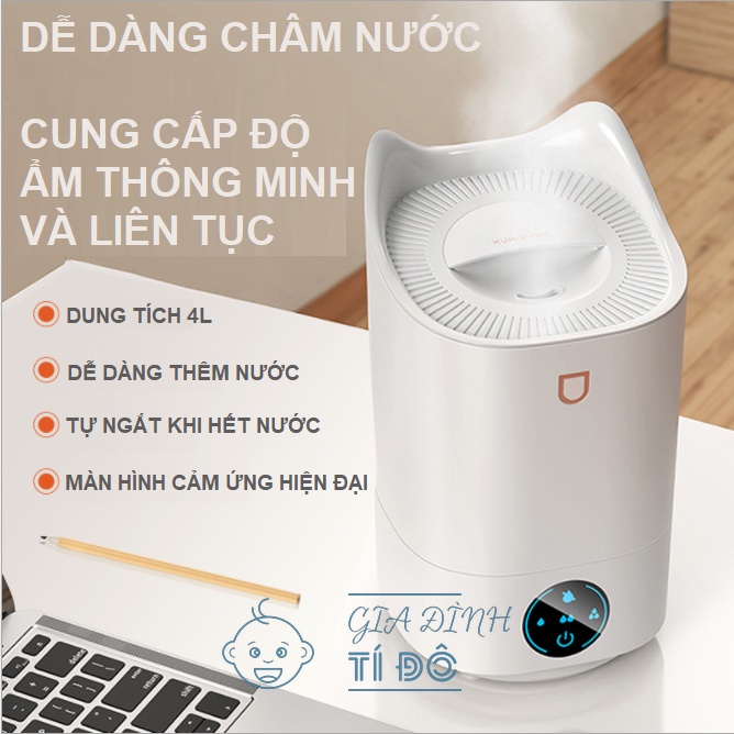 Máy Xông Tinh Dầu Cao Cấp Phun Sương Tạo Ẩm Dung Tích Lớn 4 lít, Màn Hình Cảm Ứng, 4 Chế Độ Phun, Dùng Điện Cổng 220v