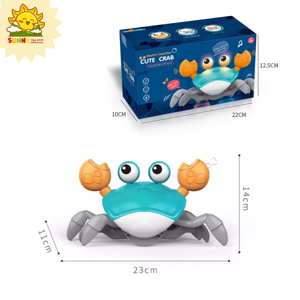 Đồ chơi Con Cua cảm biến tự tránh vật cản, âm thanh ánh sáng vui nhộn, sạc pin tiện lợi, đồ chơi thông minh - Sunny Kids