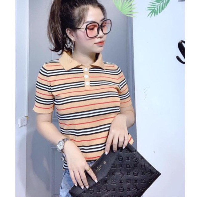 ÁO LEN KẺ CỔ ĐỨC LỊCH SỰ MS10077