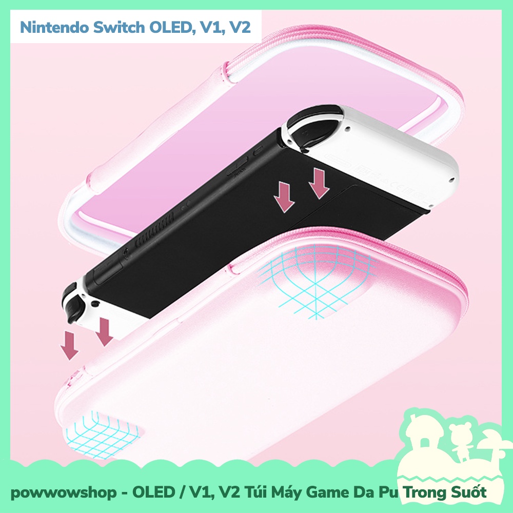 [Sẵn VN - Hỏa Tốc] OLED / Switch V1, V2 Túi Đựng Máy Game Da Pu + Nhựa Trong Suốt Colorfull Nintendo Switch