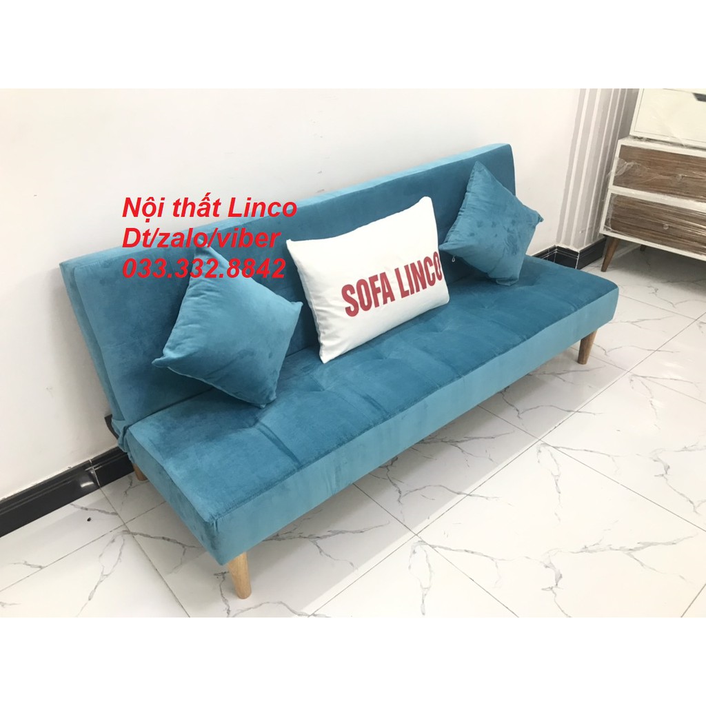 Ghế sofa bed, sofa giường 1m7x90 sofa phòng khách vải nhung xanh nước biển sa lông sô pha Nội thất Linco HCM