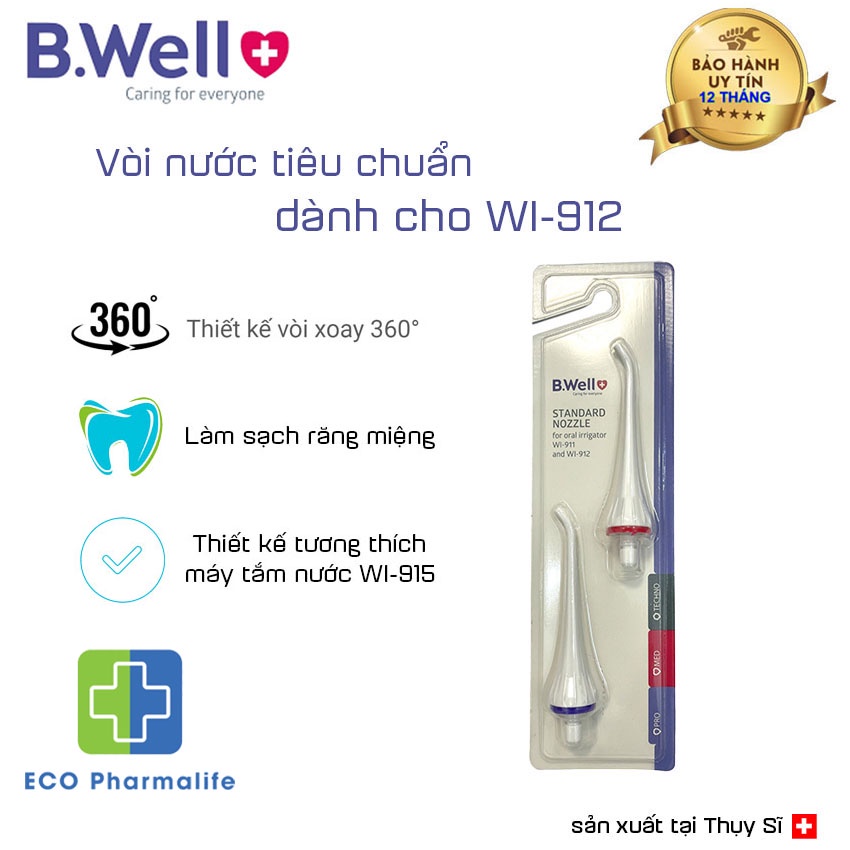 Vòi phun máy tăm nước tiêu chuẩn B.Well Swiss WI 912