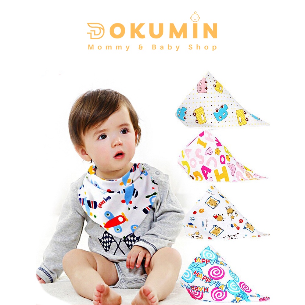 Khăn yếm tam giác cho bé vải cotton có cúc bấm quàng cổ giữ ấm cho bé sơ sinh mềm mịn cao cấp DOKUMIN KYTG55