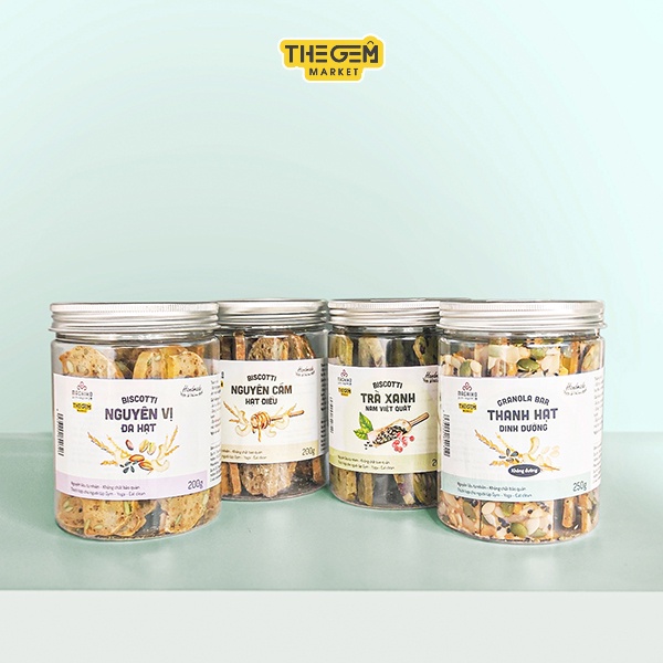 Bánh Biscotti Siêu Hạt Không Đường Chuẩn Ăn Kiêng Mix 4 Vị Cực Ngon TheGemMarket Chính Hãng