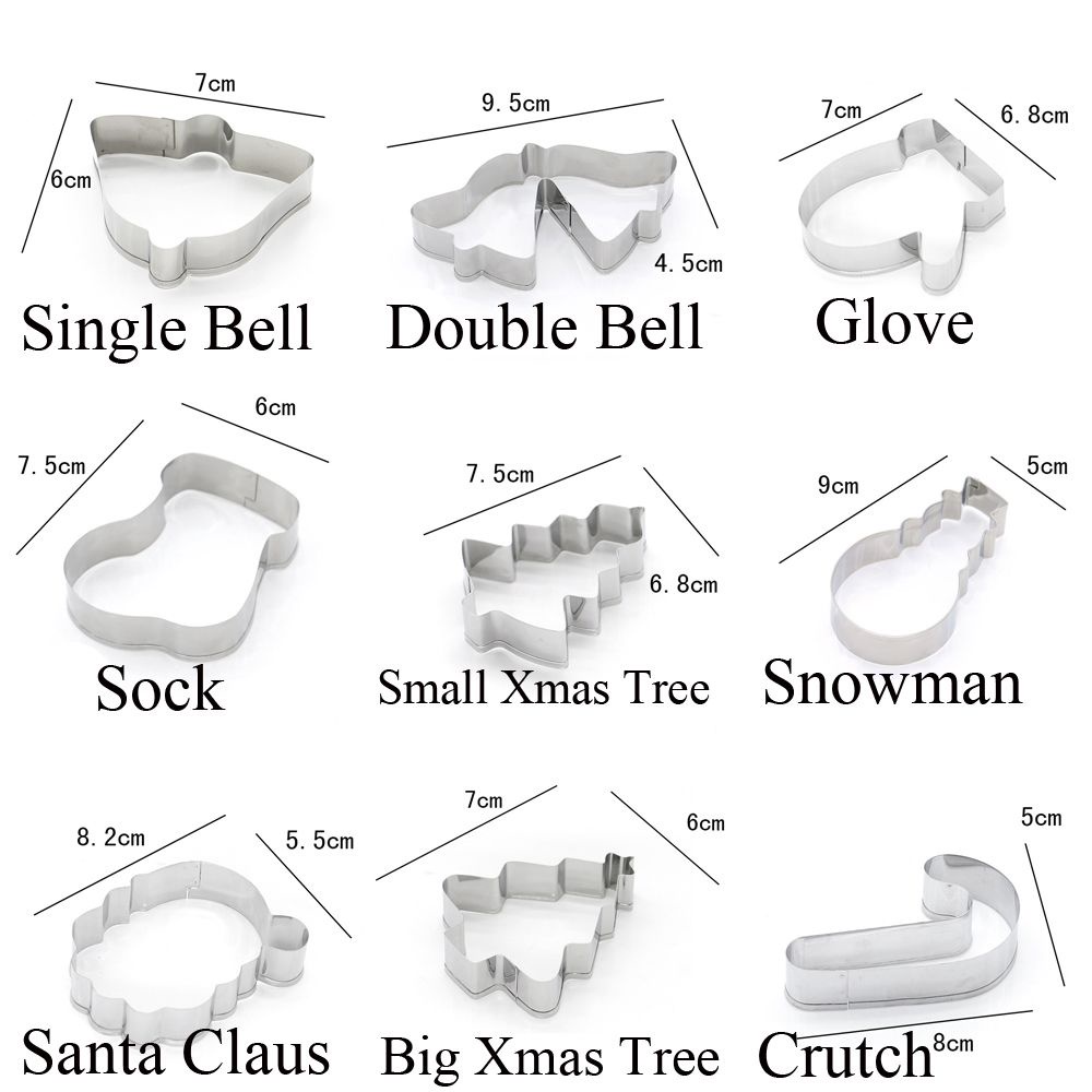 Set 1/2 khuôn làm bánh quy bằng thép không gỉ chủ đề giáng sinh