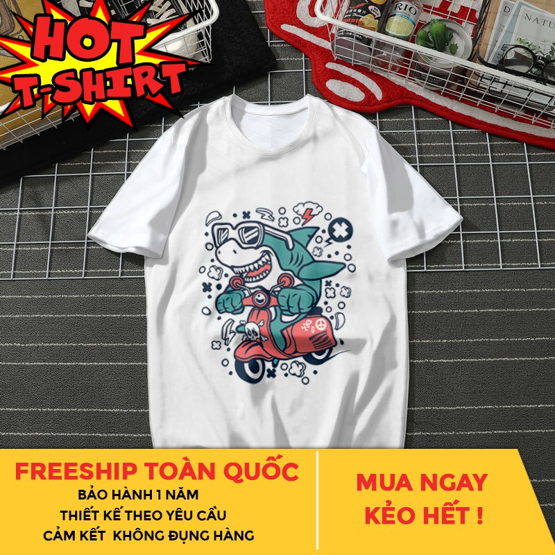 Áo thun in hình Cá Mập Lái Vespa B23