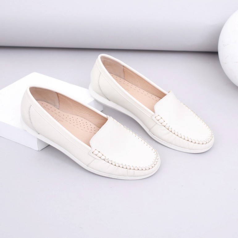 Giày Mọi Moccasin Da Bò Thật Đế Cao Su X482