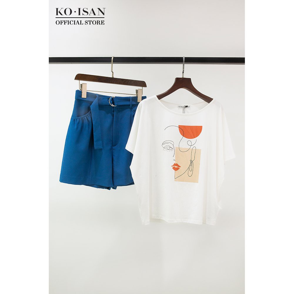Quần short cạp cao KO-ISAN chất vải tuytsi mềm mại kèm beo quần cùng màu - 21055101