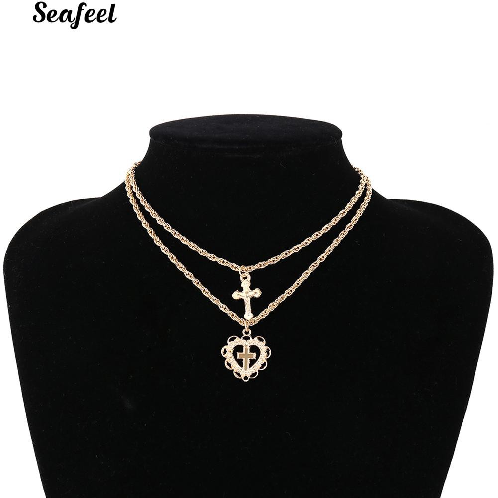 Vòng cổ choker 2 tầng mặt hình thánh giá
