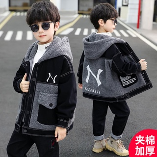 Áo khoác cho bé trai chất vải cashmere thời trang mùa đông