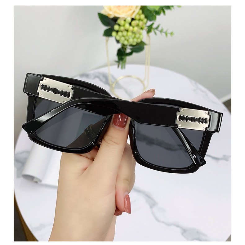 Kính Mát Gọng Kim Loại Vuông Chống Tia UV400 Phong Cách Thời Trang Hàn Quốc