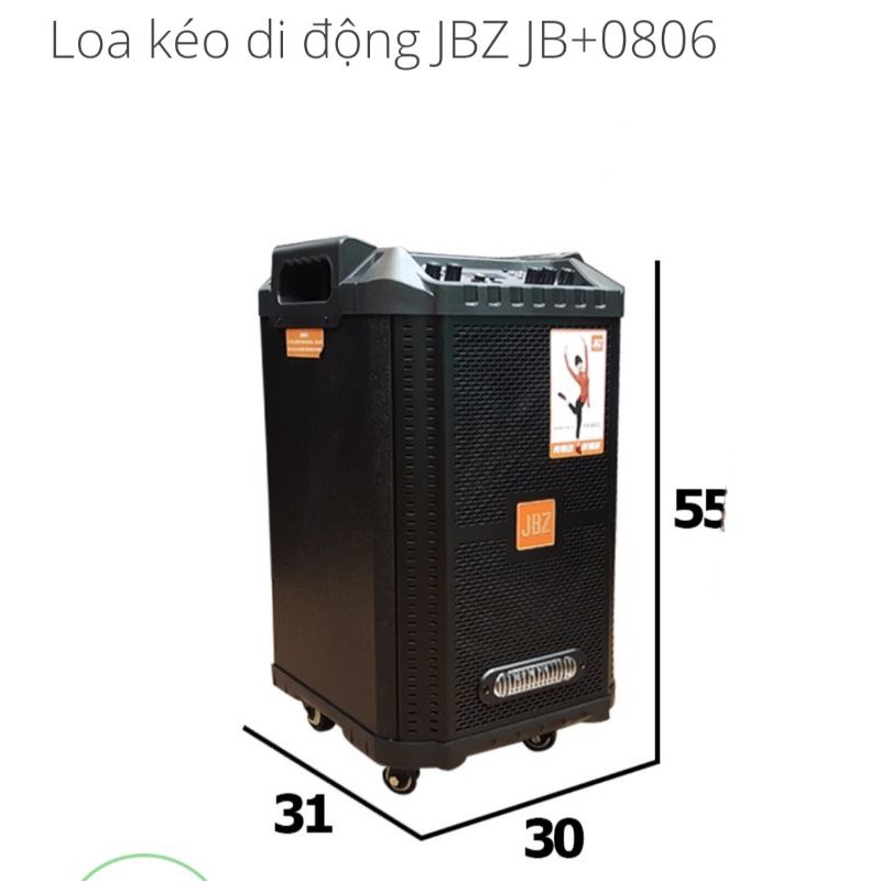 Loa kéo karaoke JBZ-NE-0806 / 1006 / 1206 (Loa 0806 Bass 20cm công suất 120w max 300w) tặng 2 Micro UHF- Kim loại