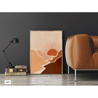 Tranh trừu tượng tone cam đất trang trí không gian. Size khác khách lh (Tặng kèm đinh 3 chân treo tranh)