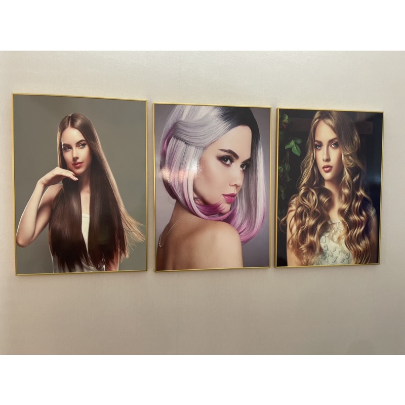 BỘ 3 TRANH TÓC NỮ  SANG TRỌNG HIỆN ĐẠI TRANG TRÍ CHO SPA SALON TÓC