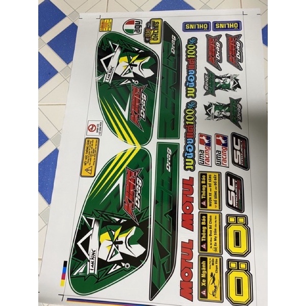 Tem rời xe cub 81 cũ( cốp tròn) King Drag Xanh Lá