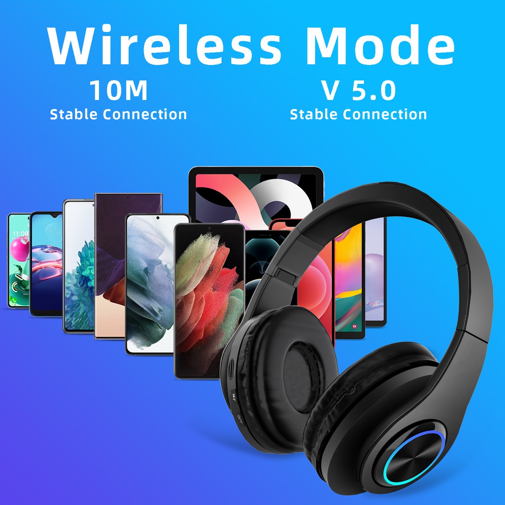 Wireless Bluetooth Headphones,HD Stereo Sound Over Ear Headphones with Built-in Microphones Fast Charge Bluetooth 5.0 Headset for Adults, School, Travel