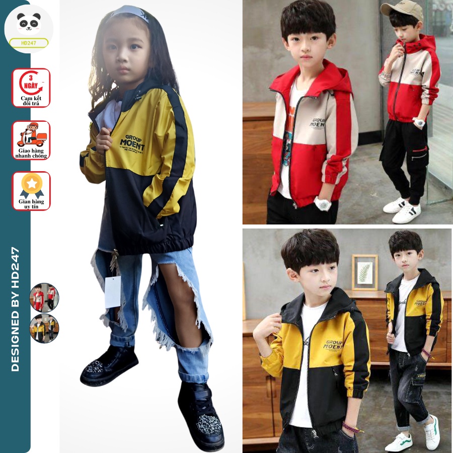 ✧áo khoác bé trai gái dù 2 lớp size đại đẹp in hình dễ thương phối màu cute cho trẻ HD247 D521