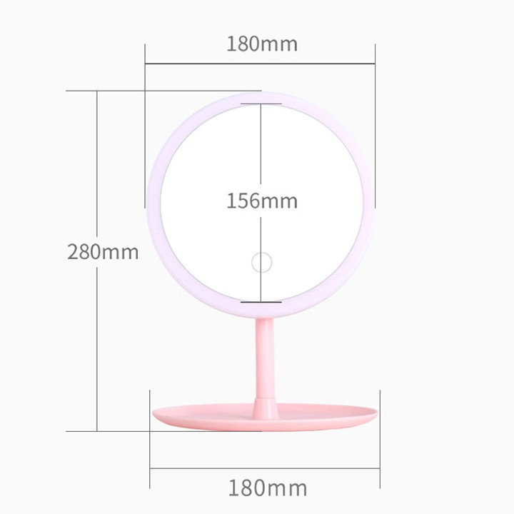 Gương tròn để bàn trang điểm cao cấp có tích hợp đèn led với 3 chế độ sáng