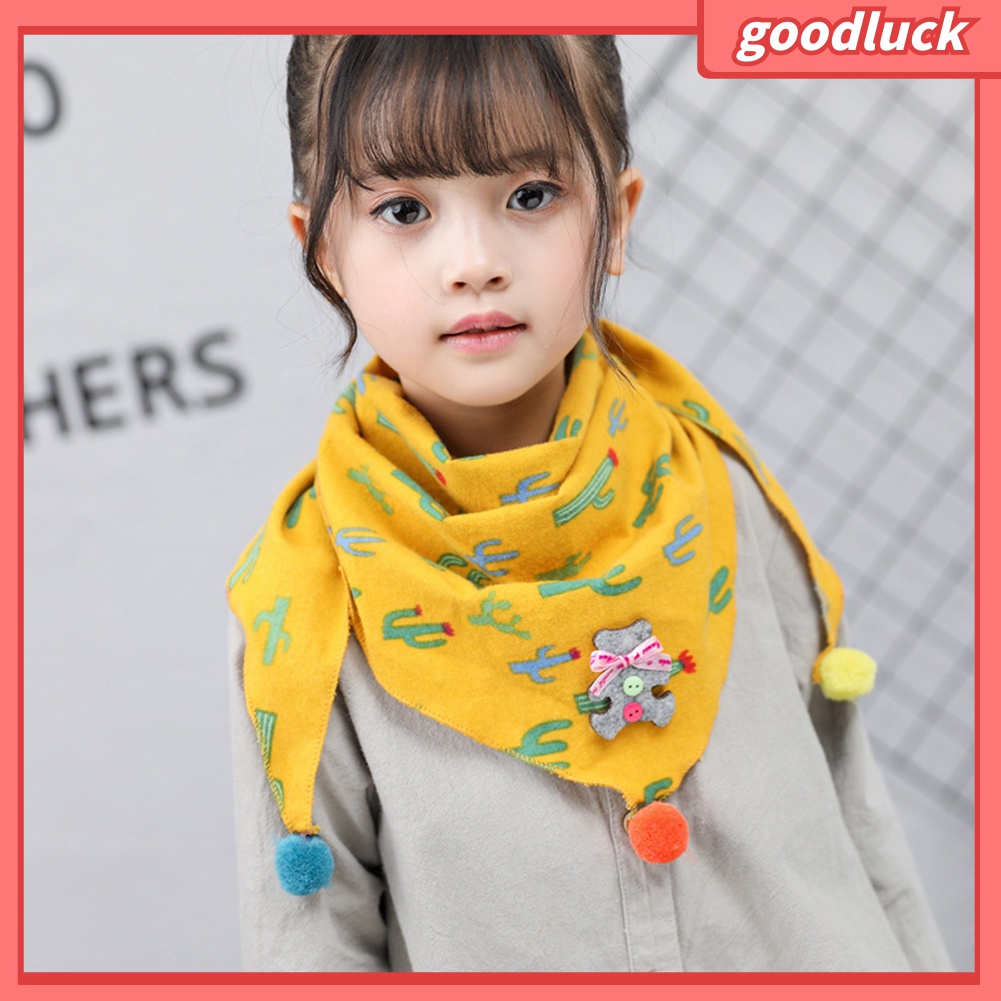 Bộ 3 Khăn Quàng Cổ Hình Tam Giác Họa Tiết Hoạt Hình Dễ Thương Cho Bé