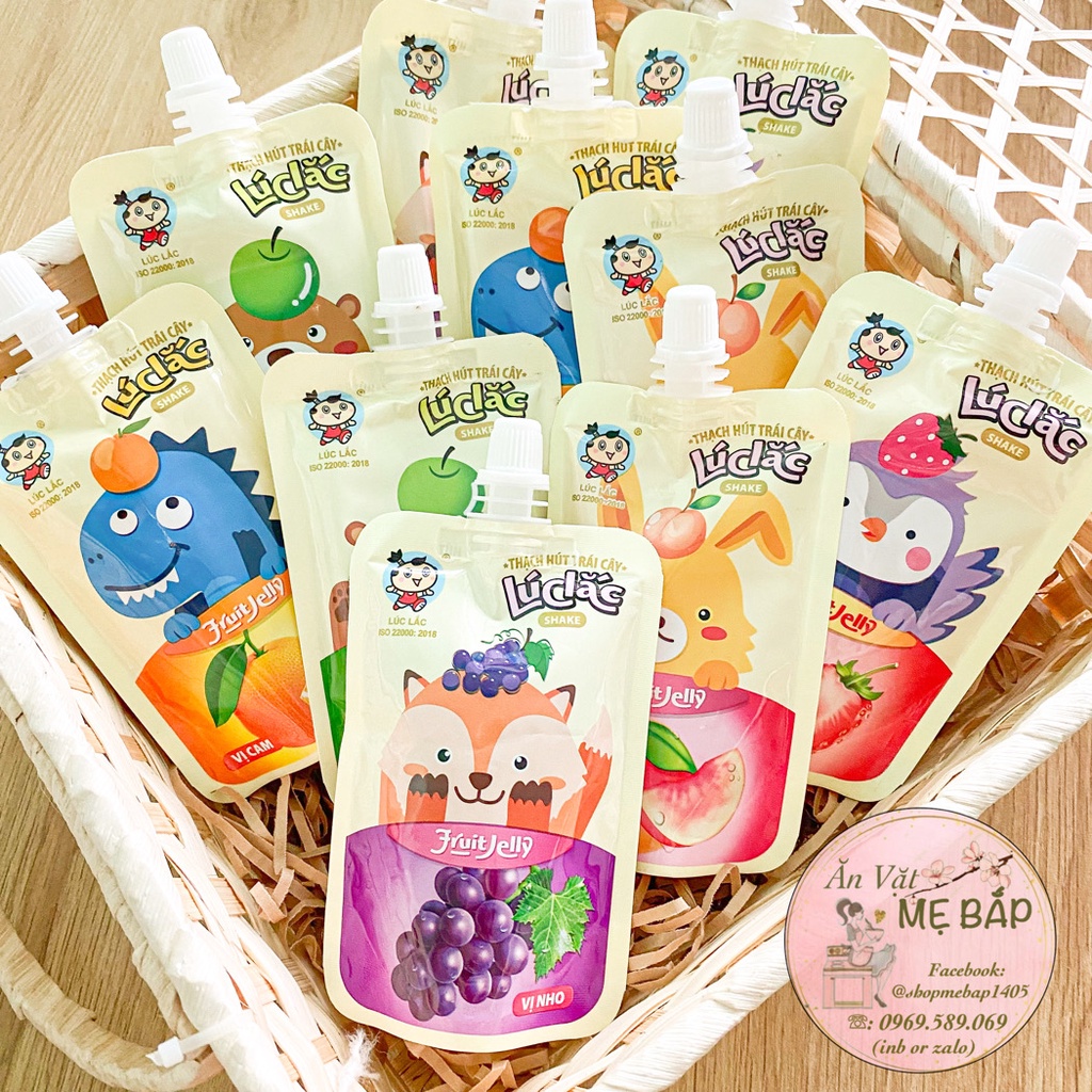 Lốc 10 Túi Thạch Hút Trái Cây Lúc Lắc - Fruit Jelly Đủ Vị Cam, Táo, Nho, Đào Dâu - Shop Mẹ Bắp