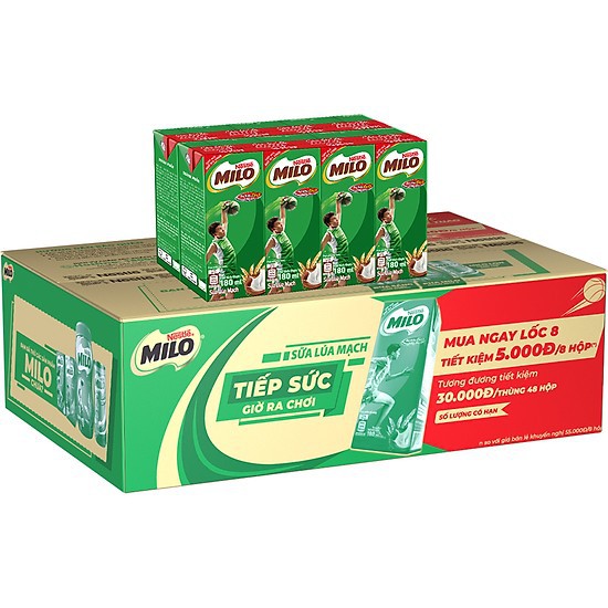 1 thùng sữa milo 180ml lốc